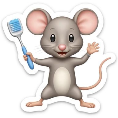 Creat an emoji for jerry jumping and holding toothbrush sticker