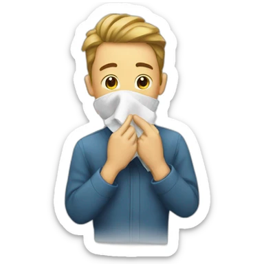 Someone puts a handkerchief on his mouth sticker