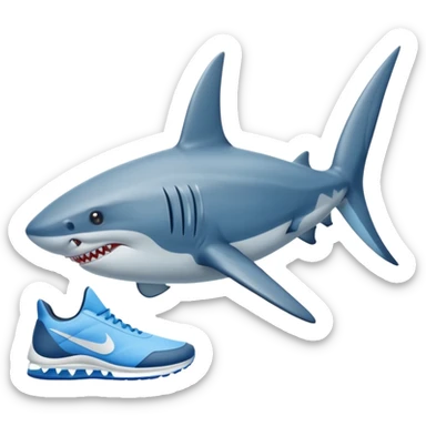 Requin avec trois chaussures nike bleu au pied sticker