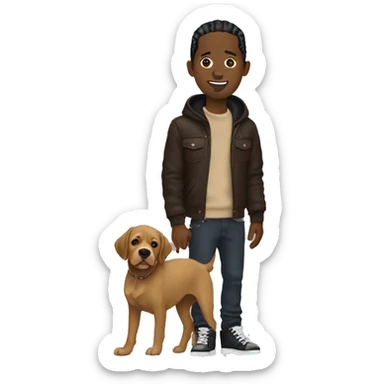 Travis Scott holding a brown Labrador sticker