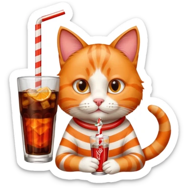 cat drinking a coke sticker