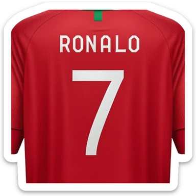 Create back side jersey of Portugal football team of red colour. Name "RONALDO" sticker
