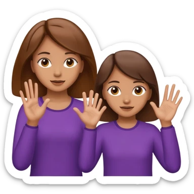 Two girls saying six seven one with brown hair. And doing hand movements  sticker
