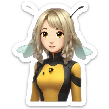 anime girls with a bee sticker