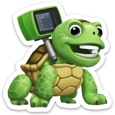 Tortuga con una computadora  sticker