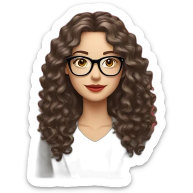 White Girl,modern glasses, tall, Christmas parties, beautiful, long curly hair, red background  sticker