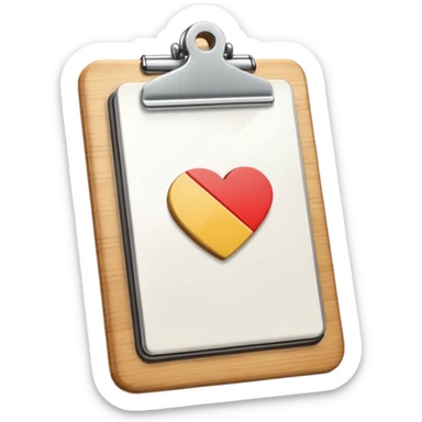 clipboard with a play button sticker