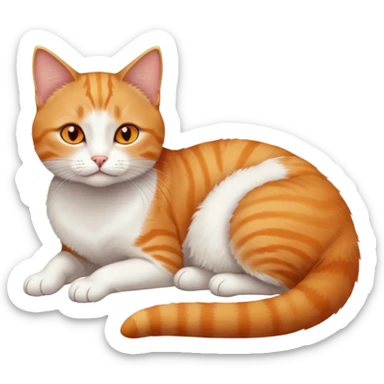 full body tiny short hair ginger and white cat with orange eyes lying down sticker
