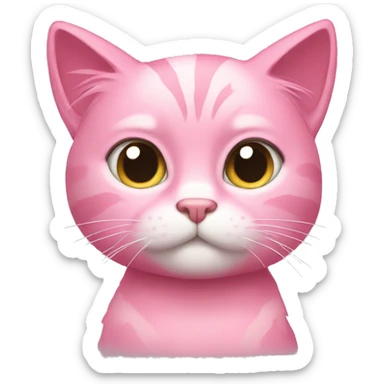 pink cat with sassy style and girlish hair sticker