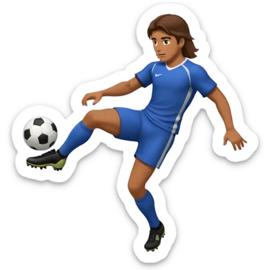 Long Haired Football Players, Male player with long hair kicking ball sticker