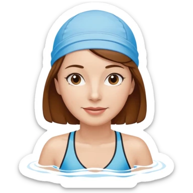 a femela swimming coach with shoulder lengt brown hair and a friendly face - a little older early 50s sticker