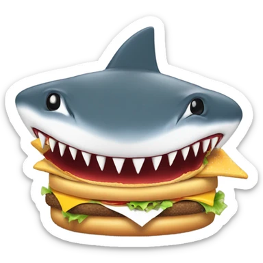 Shark eating a cheeseburger  sticker