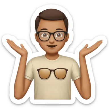 gender neutral person, chest up, graphic t-shirt, hip glasses, friendly expression sticker