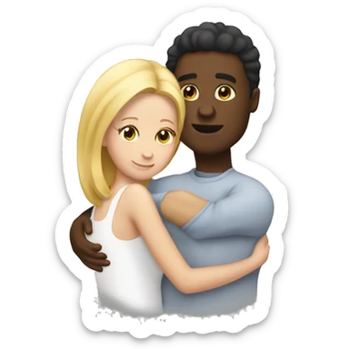black male hugging curvy white female sticker