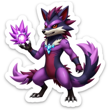 Shiny Anthropomorphic furry Badass cool Zeraora-Zoroark-Obstagoon--fusion sticker