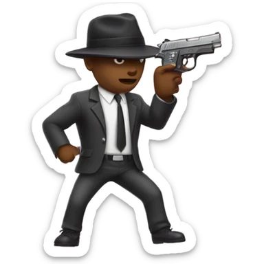 Gangster with cash raining down and a pink gun sticker