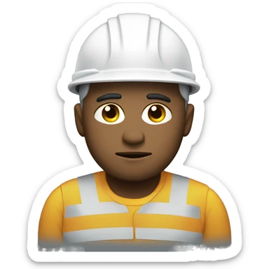 a sad builder with a white helmet sticker
