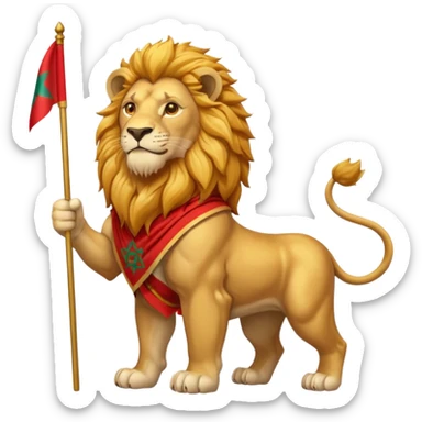 A atlas lion holding a morocco flag sticker