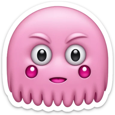 Pink Pacman ghost character with big girl eyelashes sticker