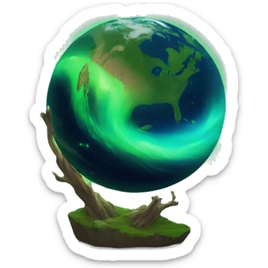 Northern lights encompassing earth sticker