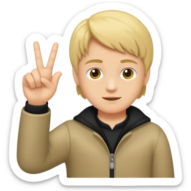 Ein Junge der Mittelfinger zeigt sticker