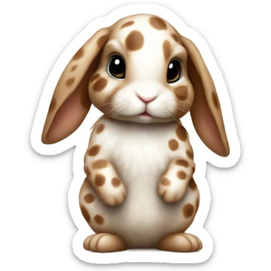 realistic baby bunny with spots with a brown bow sticker