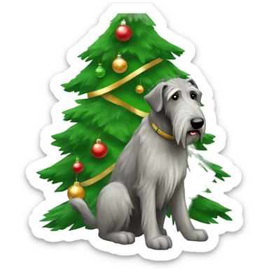  Irish wolfhound dog and christmas tree sticker