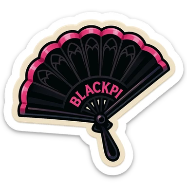 BLACKPINK-inspired gothic fan, no hearts, playful and stylish, black and pink palette sticker