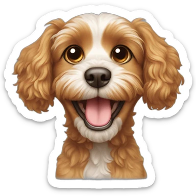 a cavoodle type dog that is smiling and goofy sticker
