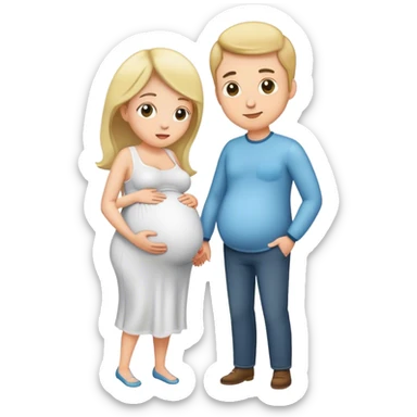 White husband and pregnant wife sticker