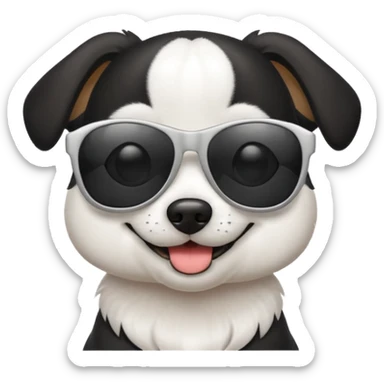 black and white dog wearing sunglasses sticker