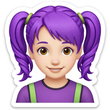 Girl with purple hair with a pigtails sticker