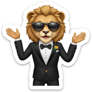 Lion that is singing in a tuxedo at the beach  sticker