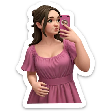 bathroom selfie in pink dress sticker