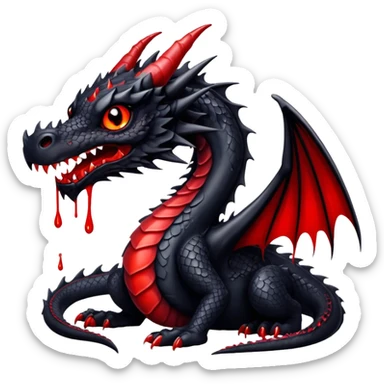 Black dragon with blood drips sticker