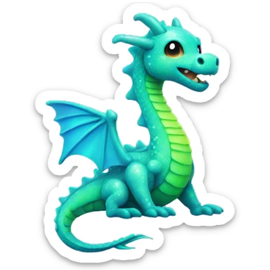 Kawaii neon glitter sea dragon emoji    sticker