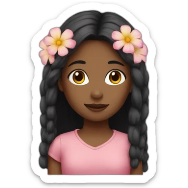 A girl she have Flowers sticker