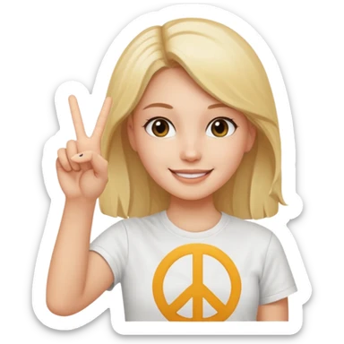 smiling girl with peace sign\ sticker