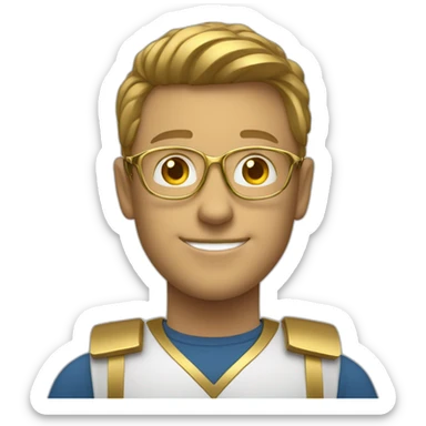 cyber security fellow with blue eyes gold color glasses border medium smile sticker