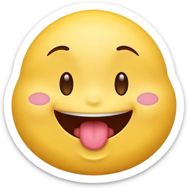 Emoji with its tounge out smiling whilst looking up sticker