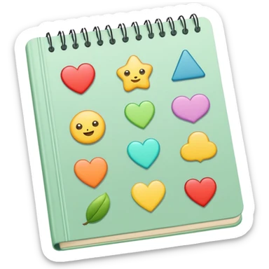 pale green note book with stickers sticker