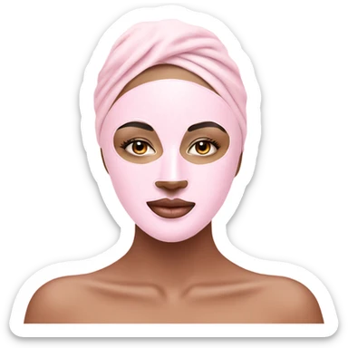 Lady with pastel pink face mask spa beauty full face relaxing sticker