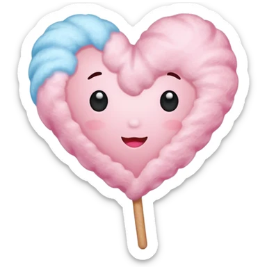 Cotton Candy, Heart-Shaped Cotton Candy – soft pink heart form with sparkle  sticker