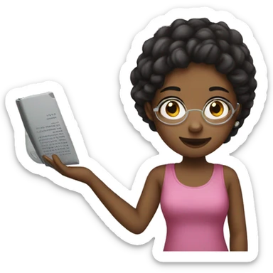 Girl using a kindle sticker