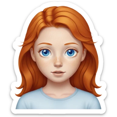 Ginger girl with blue eyes and freckles sticker