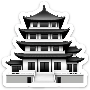 Ultra minimalist Chinese building icon, single-color silhouette, very simple outline sticker