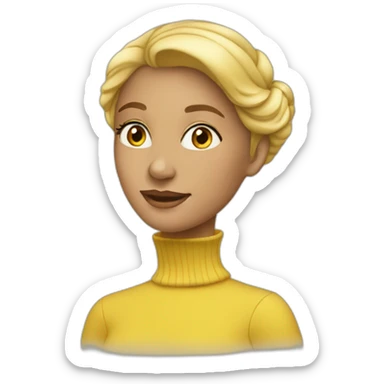 yellow elegant woman turtleneck sticker