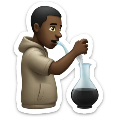 black man inhaling smoke from a beaker sticker