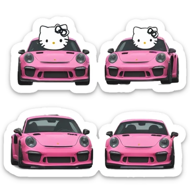 Hello kitty driving gt3 rs 911 sticker