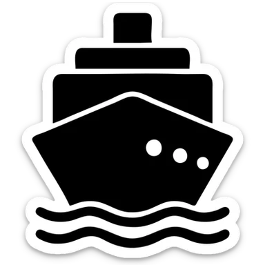 solid filled icon of a cruise ship sticker